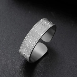 Bague Viking Runes Ancestrales Couleur Argent