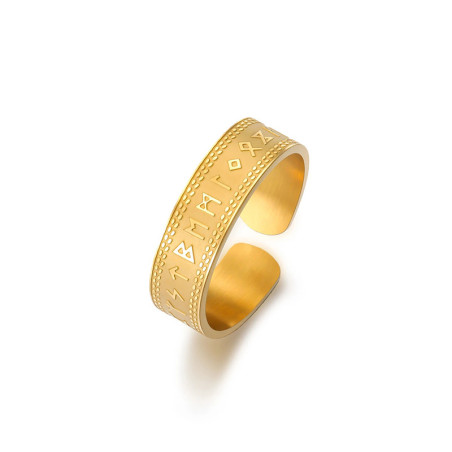 Vue generale Bague Viking Runes Ancestrales Couleur or