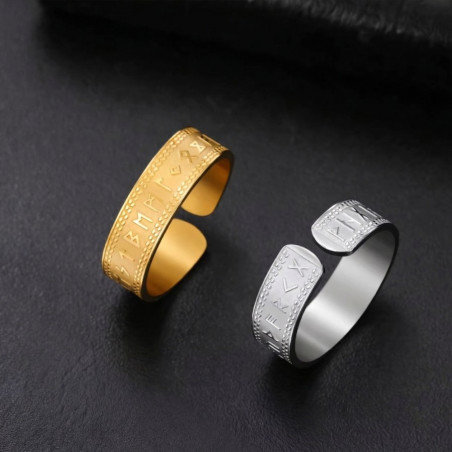 Bague Viking Runes Ancestrales - 2 couleurs au choix