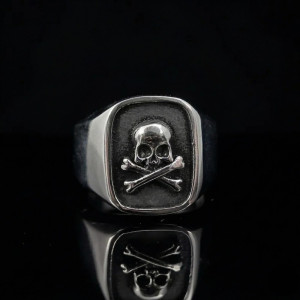 Détails de la Bague Tête de Mort Sceau du Crâne Rebelle Couleur Argent