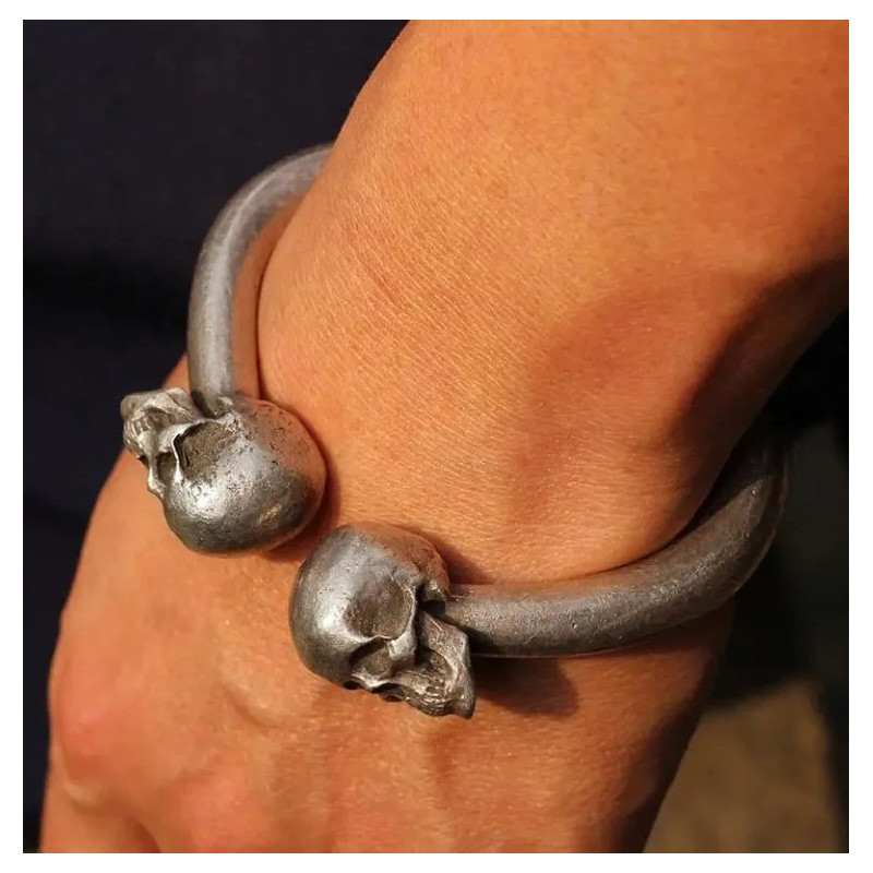 Bracelet Tête de Mort Jonc des Crânes Jumeaux
