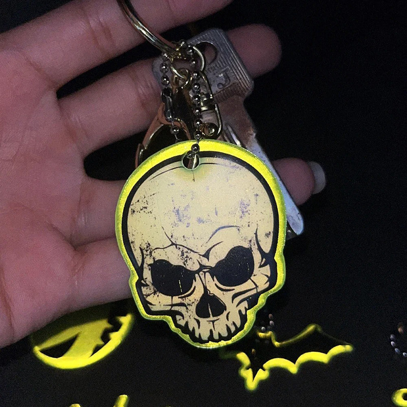 Avant Porte-clés Réfléchissant Tête de Mort "Neon Guard"