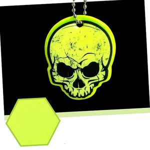Vue de Face Porte-clés Réfléchissant Tête de Mort "Neon Guard"