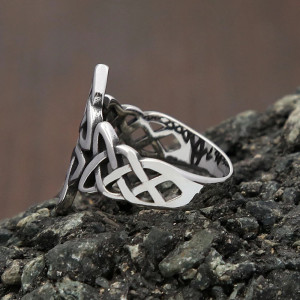 Vue Laterale Bague Celtique "Nœud de la Trinité Argent Clair