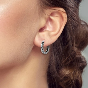 Vue Portee Boucles d’Oreilles Viking "Cercles Entrelacs Ancestraux"