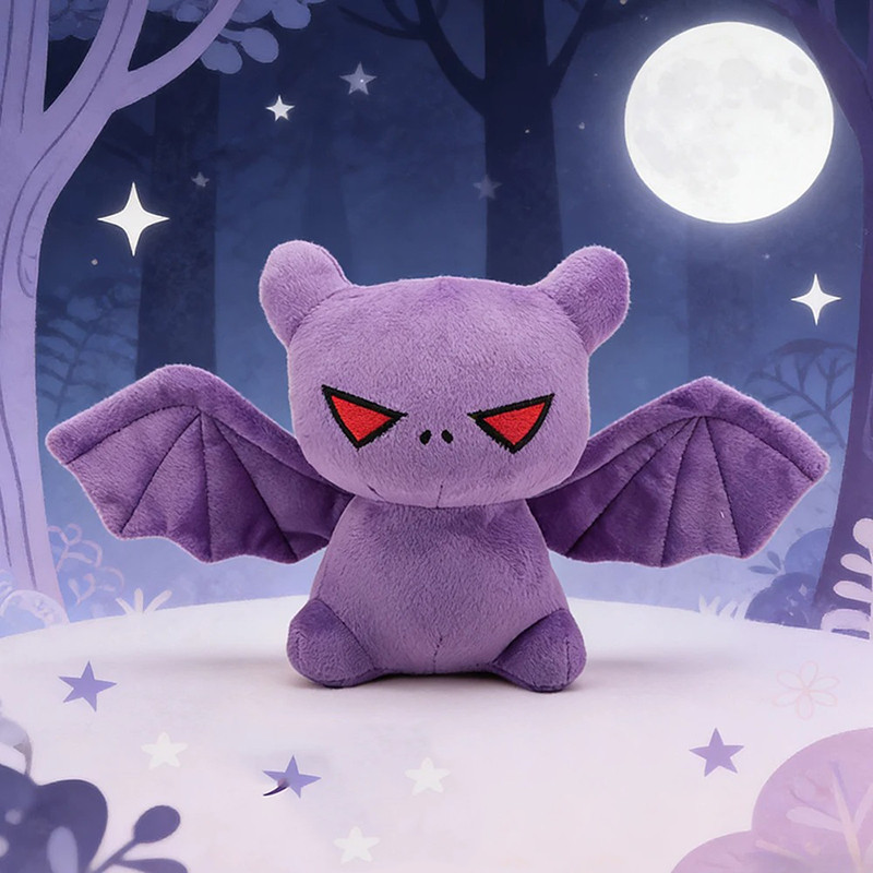 Peluche Gothique Chauve-Souris "Gardienne Pourpre des Nuits"