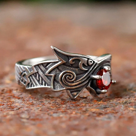 Vue Laterale Bague Dragon Viking du Nord