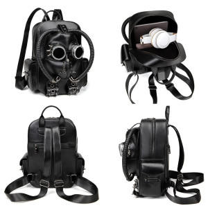 Vues 360 degres du Sac à Dos Tête de Mort Gothique Respirateur des Ombres