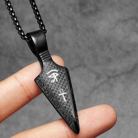 Collier Rock Gothique “Lame Sacrée d’Horus” Couleur Noir