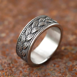Avant Bague Viking Celtique 'Tresse Nordique'