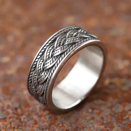 Avant Bague Viking Celtique 'Tresse Nordique'