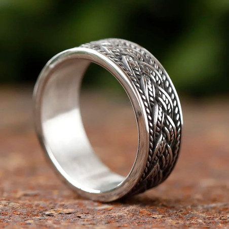 Vue Laterale Bague Viking Celtique 'Tresse Nordique'