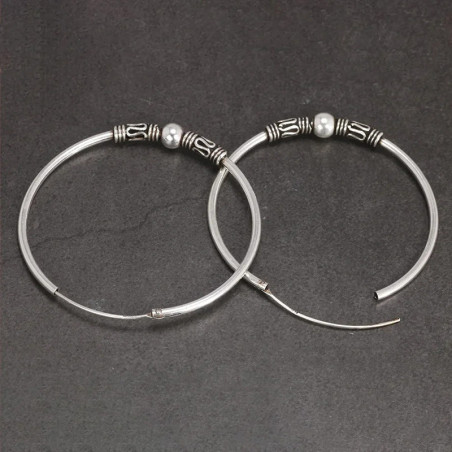 Vue Arrierre Boucles d’Oreilles Viking "Anneaux d’Argent des Guerriers" - Argent Sterling 925