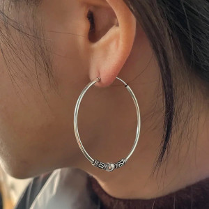 Vue Portee Boucles d’Oreilles Viking "Anneaux d’Argent des Guerriers" - Argent Sterling 925