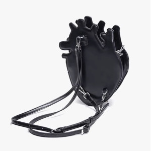 Détaisl arrière du Sac à Dos Tête de Mort Gothique Cœur Enchaîné Sanglant