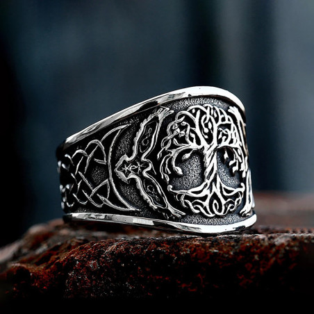 Bague Viking - Arbre de Vie Argent Froid & Noir Profond