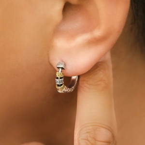 Vue Portee Boucles d’Oreilles Viking - Cercles Runiques Nordiques