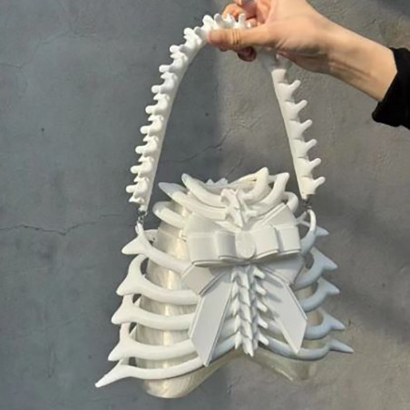Sac à Main Tête de Mort Gothique "Cage Thoracique Funèbre" Couleur Blanc