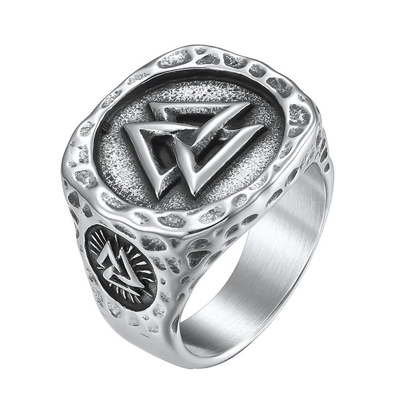 Vue generale Bague Viking Valknut 'Sceau d’Odin' Couleur Argent
