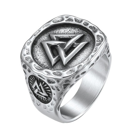 Vue generale Bague Viking Valknut 'Sceau d’Odin' Couleur Argent