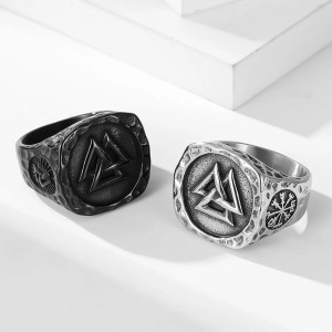 Bague Viking Valknut 'Sceau d’Odin' - 2 couleurs au choix !
