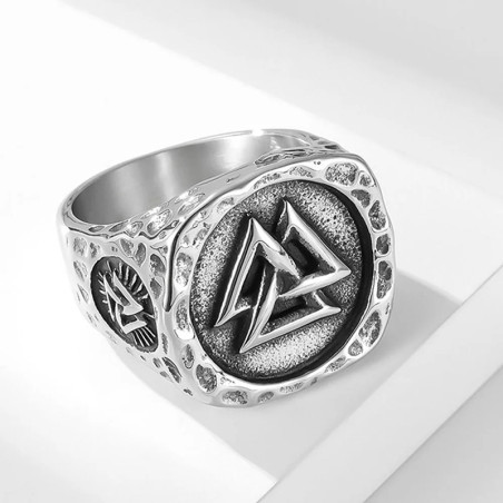 Bague Viking Valknut 'Sceau d’Odin'  Couleur Argent