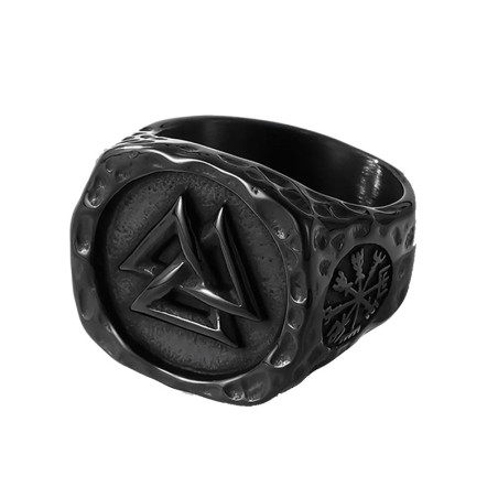Bague Viking Valknut 'Sceau d’Odin'  Couleur Noir