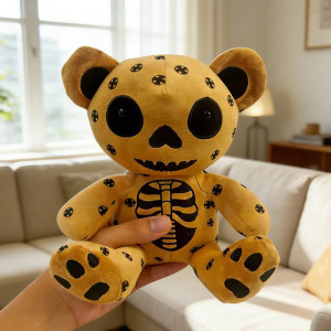 Vue de Face Peluche Squelette "Duo Bones" L'Ombre et l'Ambre Couleur jaune