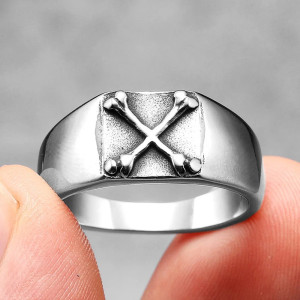 Bague Tête de Mort "Os Croisés Funéraires"