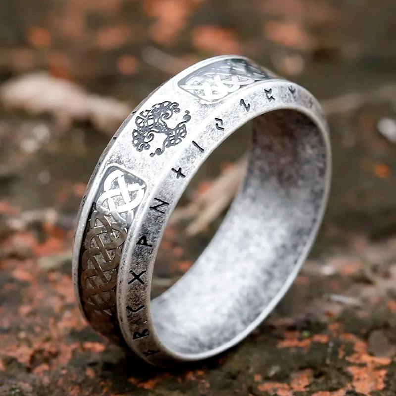 Bague Viking Runique "Yggdrasil Sacré" Couleur Argent