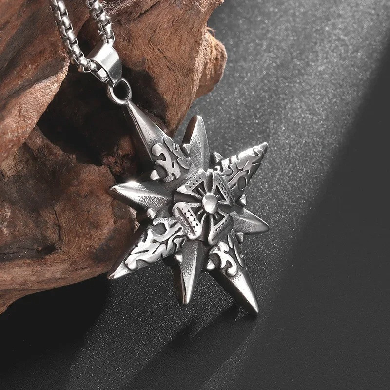 Collier Viking Étoile Nordique - Pendentif Runique Guerrier