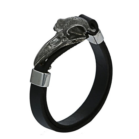 Bracelet Viking Crâne de Corbeau d’Odin Couleur Noir