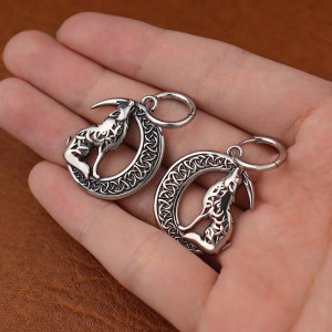 Boucles d’Oreilles Viking "Loup de la Lune Nordique"