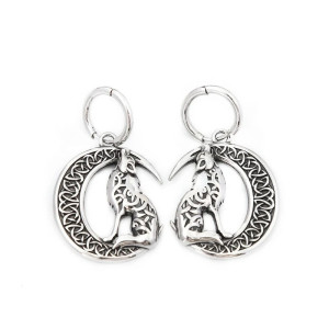 Vue generale Boucles d’Oreilles Viking "Loup de la Lune Nordique"