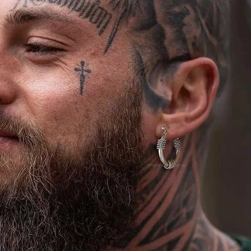 Vue Portee Boucles d’Oreilles Viking - Anneaux du Forgeron Nordique