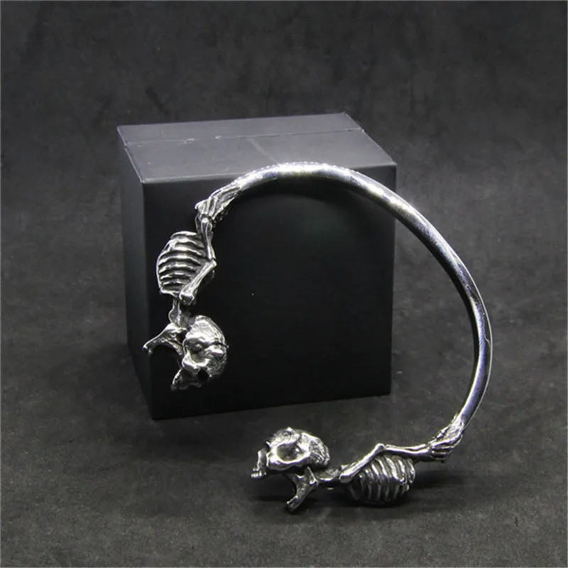 Avant Bracelet jonc Tête de Mort "Skeleton Embrace"