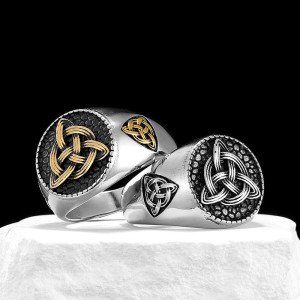 Avant Bague Celtique "Nœud de la Trinité Ancestrale" - 2 couleurs au choix !