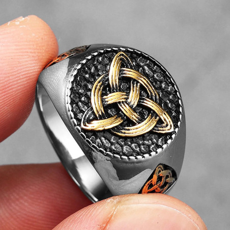 Vue Laterale Bague Celtique "Nœud de la Trinité Ancestrale" - 2 couleurs au choix !