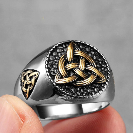Bague Celtique "Nœud de la Trinité Ancestrale" Couleur Or