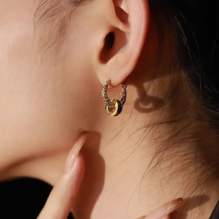 Vue Portee Boucles d’Oreilles Viking "Anneaux d’Or du Serment"