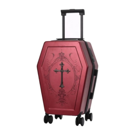 Valise Tête de Mort Gothique "Cercueil Sacré" Couleur Rouge