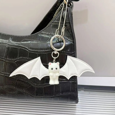 Porte-clés Goth Cute "Doudou de l'Âme Brisée" (Série "Duos de Sang") Couleur blanc