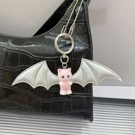 Porte-clés Goth Cute "Doudou de l'Âme Brisée" (Série "Duos de Sang") Couleur Rose
