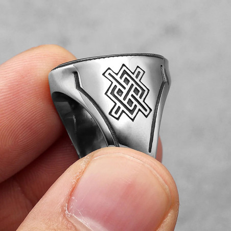 Vue Laterale Bague Viking -  Vegvísir, Boussole des Guerriers