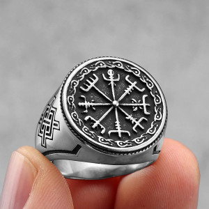 Bague Viking -  Vegvísir, Boussole des Guerriers