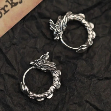 Boucles d’Oreilles Viking Dragon du Ragnarök "Dragon Nordique Ancestral"
