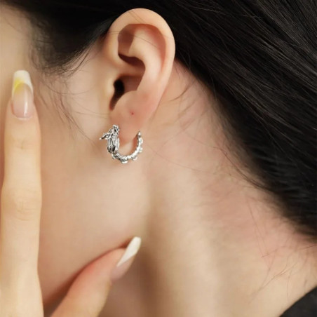 Vue portee Boucles d’Oreilles Viking Dragon du Ragnarök "Dragon Nordique Ancestral"