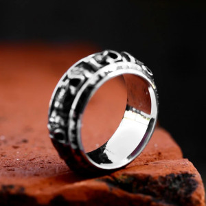 Bague Tête de Mort Rotative "Couronne des Crânes"