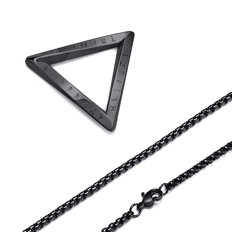 Collier Viking Triangle Runique Couleur Noir