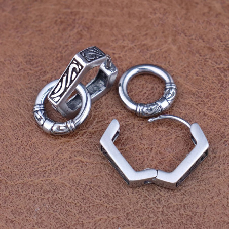 Vue detaille Boucles d’Oreilles Viking "Anneaux du Destin Nordique"